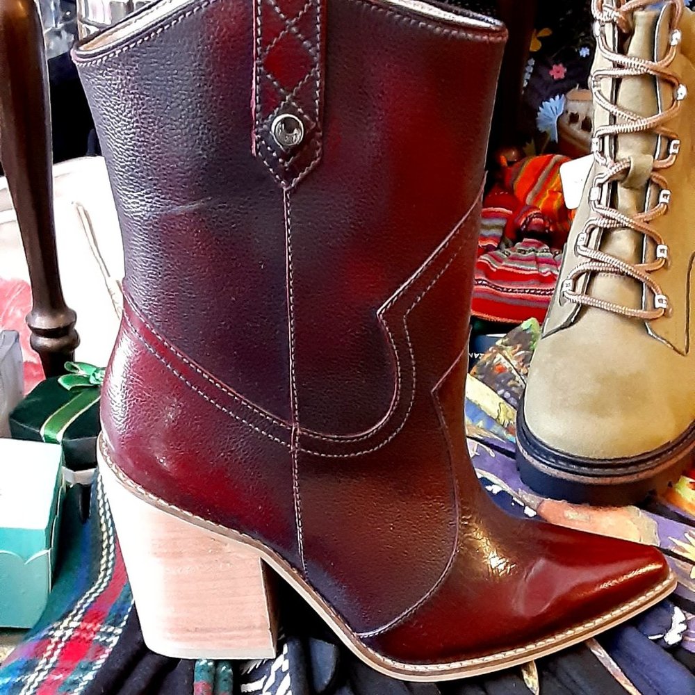 STILVALI DARK RED COWGIRL ANKLE BOOTS LEATHER EURO SIZES
